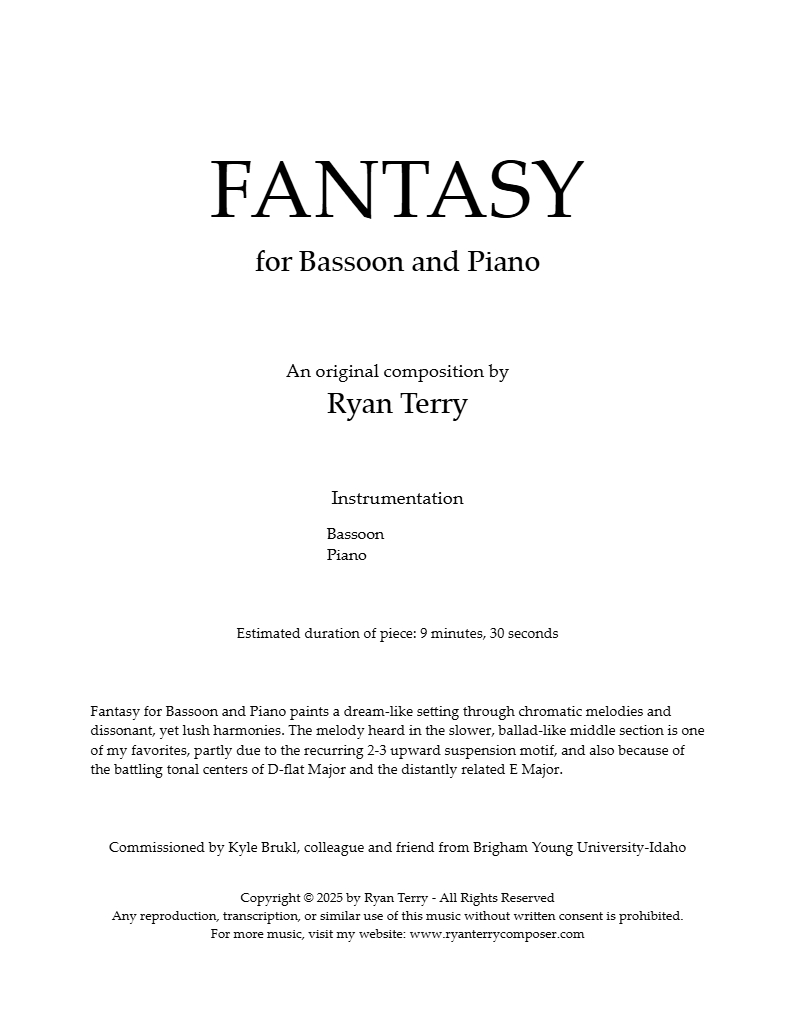 Fantasy for Alto Saxophone and Piano | Ryan Terry